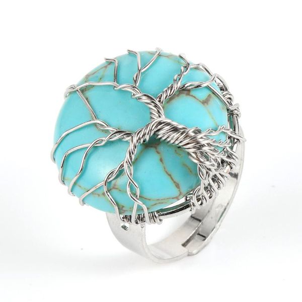 women men natural stone tiger eye turquoises cabochon gem rings tree of life wire wrap open resizable finger ring jewelry cluster, Golden;silver
women men natural stone tiger eye turquoises cabochon gem rings tree of life wire wrap open resizable finger ring jewelry cluster, Golden;silver