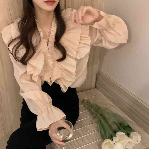 women's knits & tees fashion all-match summer v-neck pleated ruffled long-sleeved shirt ladies gentle flared sleeve solid color 8q, White
women's knits & tees fashion all-match summer v-neck pleated ruffled long-sleeved shirt ladies gentle flared sleeve solid color 8q, White