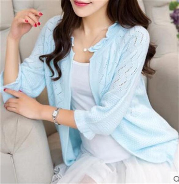 women's knits & tees cardigan sweater female short style spring summer thin small shawl air-conditioned knit zz049, White
women's knits & tees cardigan sweater female short style spring summer thin small shawl air-conditioned knit zz049, White