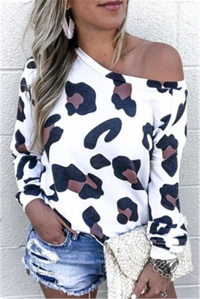 women leopard long sleeve tee t-shirts summer fashion temperament slim casual strapless designer female round neck tshirt clothing, White
women leopard long sleeve tee t-shirts summer fashion temperament slim casual strapless designer female round neck tshirt clothing, White
