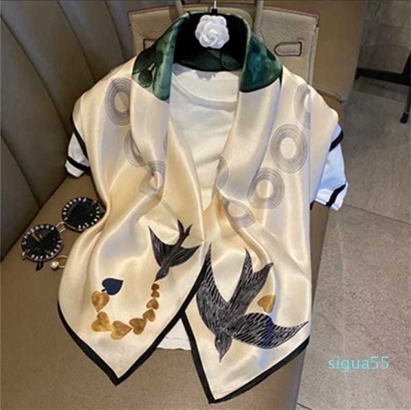 swallow female mulberry scarf 90 big spring and summer silk square, Blue;gray