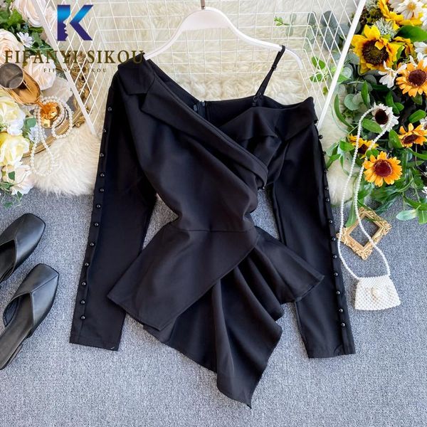 women's blouses & shirts off shoulder long sleeve shirt women fashion beading skew collar chiffon womens and asymmetry, White
women's blouses & shirts off shoulder long sleeve shirt women fashion beading skew collar chiffon womens and asymmetry, White