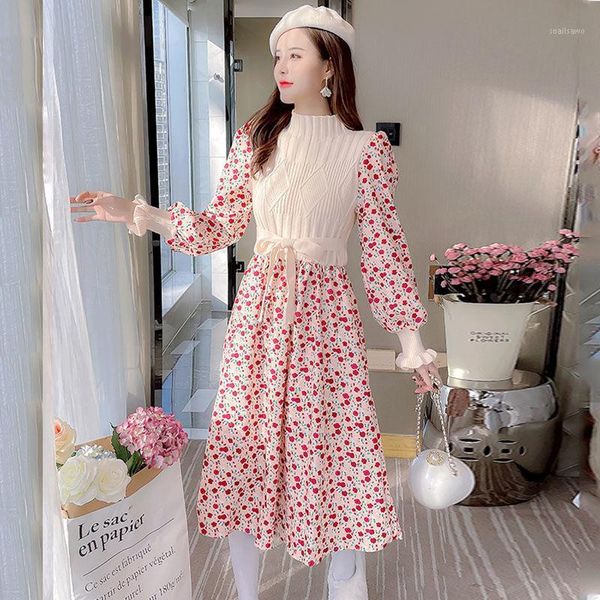 casual dresses 2021 autumn winter slim printing dress women sweet knitting patchwork corduroy floral korean half high collar base, Black;gray
casual dresses 2021 autumn winter slim printing dress women sweet knitting patchwork corduroy floral korean half high collar base, Black;gray