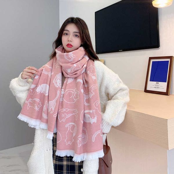 korean autumn and winter cartoon cat imitation cashmere small frh candy color scarf women's warm bib fashion shawl, Blue;gray
korean autumn and winter cartoon cat imitation cashmere small frh candy color scarf women's warm bib fashion shawl, Blue;gray