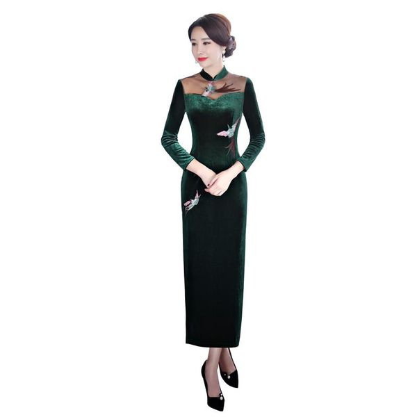 casual dresses fall green chinese women's velour qipao long cheongsam vintage embroider flower dress plus size 4xl evening party, Black;gray
casual dresses fall green chinese women's velour qipao long cheongsam vintage embroider flower dress plus size 4xl evening party, Black;gray