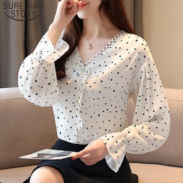 autumn fashion chiffon women blouses long flare sleeve polka dot sweet shirts office lady ruffles ladies 6723 50 210510, White
autumn fashion chiffon women blouses long flare sleeve polka dot sweet shirts office lady ruffles ladies 6723 50 210510, White