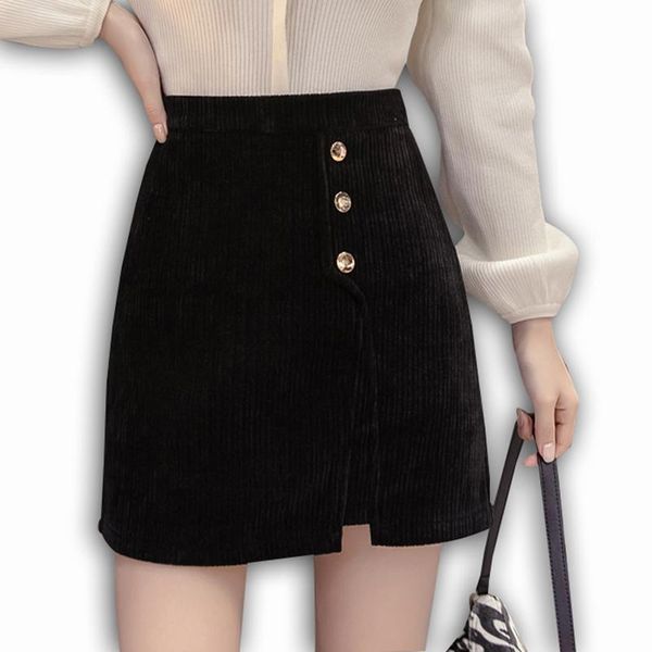 high-waisted fashion ol soft corduroy black a-line casual women's skirt female silm button short autumn winter mini skirts
high-waisted fashion ol soft corduroy black a-line casual women's skirt female silm button short autumn winter mini skirts