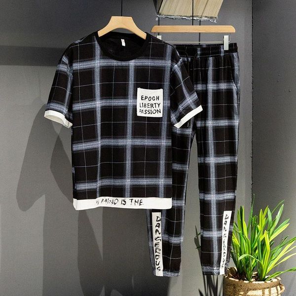 men's tracksuits summer breathable cotton and linen casual suit square grid sports two-piece dress, Gray
men's tracksuits summer breathable cotton and linen casual suit square grid sports two-piece dress, Gray