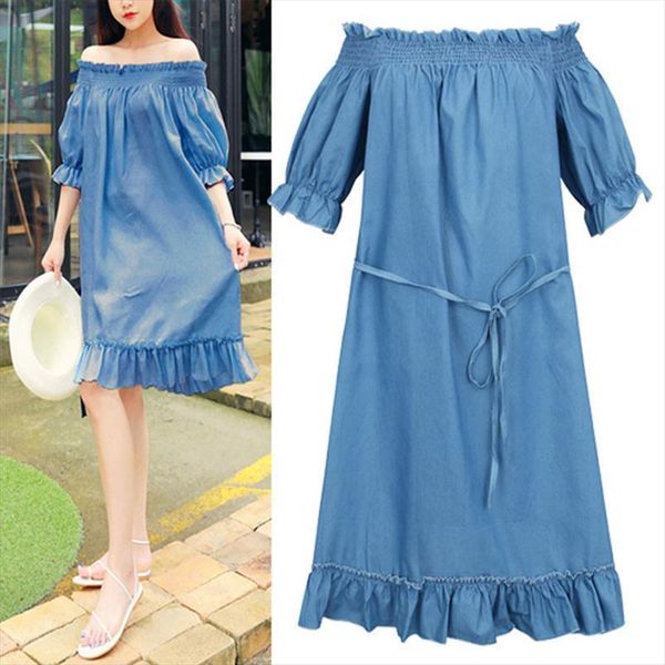 summer casual plus size off womens dresses the shoulder half sleeve blue slash neck, Black;gray
summer casual plus size off womens dresses the shoulder half sleeve blue slash neck, Black;gray