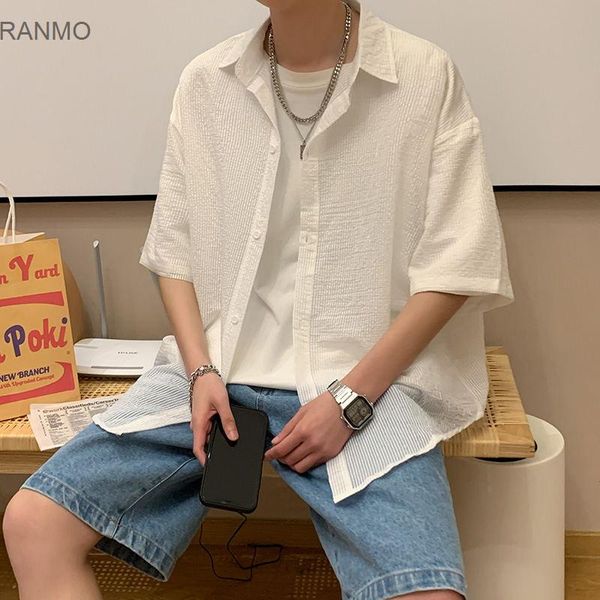 short sleeve shirt men's summer thin ruffian korean fashion versatile 5-inch dress shirts, White;black
short sleeve shirt men's summer thin ruffian korean fashion versatile 5-inch dress shirts, White;black