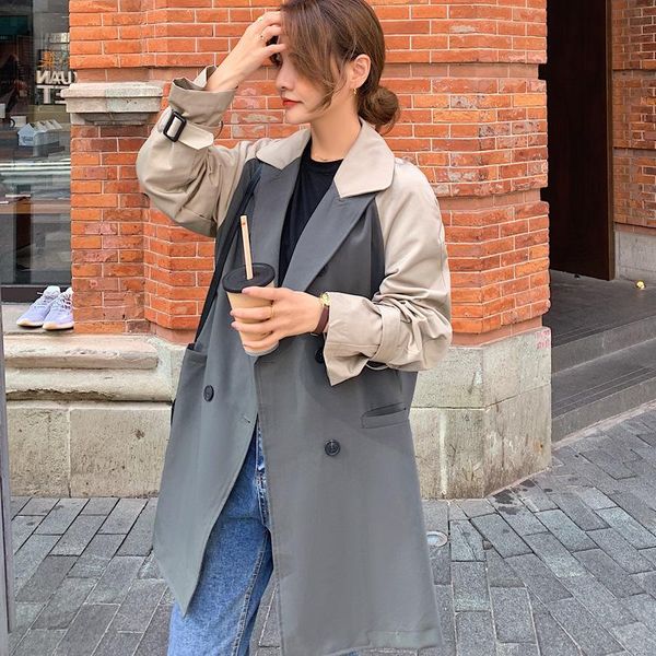 women's trench coats the suit collar double-row button-down windshield female british wind medium long coat casual flip women, Tan;black
women's trench coats the suit collar double-row button-down windshield female british wind medium long coat casual flip women, Tan;black