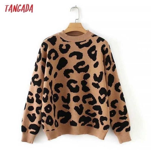 tangada women leopard knitted sweater winter animal print thick long sleeve female pullovers casual 2x05 211022, White;black
tangada women leopard knitted sweater winter animal print thick long sleeve female pullovers casual 2x05 211022, White;black