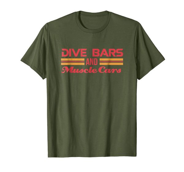 dive bars and muscle cars tee muscle car t shirt, White;black