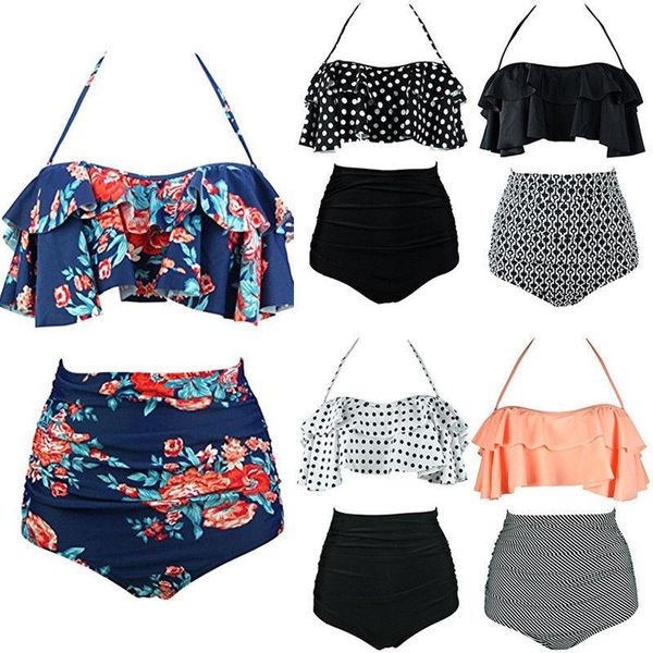 one-piece suits ruffles style women two-piece swimming halter bra + high waist bottom ladies swimsuit wear
one-piece suits ruffles style women two-piece swimming halter bra + high waist bottom ladies swimsuit wear