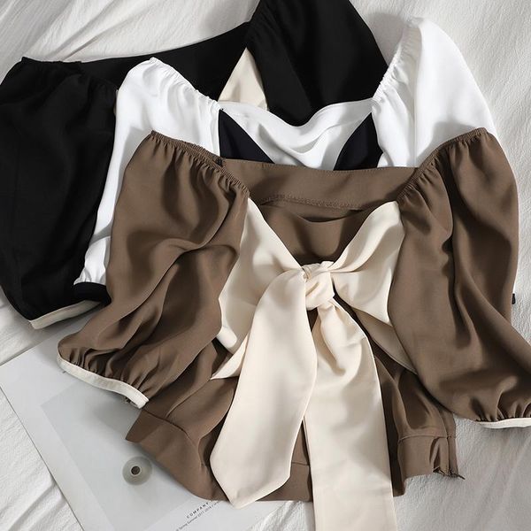 women's blouses & shirts vintage bow elegant women and summer all-match v-neck loose short puff sleeve shirt mujer korean fashion clot, White
women's blouses & shirts vintage bow elegant women and summer all-match v-neck loose short puff sleeve shirt mujer korean fashion clot, White