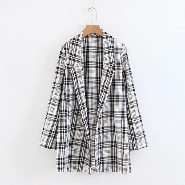 women's suits & blazers women fashion elegant single button casual vintage style plaid print blazer office lady bb434, White;black
women's suits & blazers women fashion elegant single button casual vintage style plaid print blazer office lady bb434, White;black