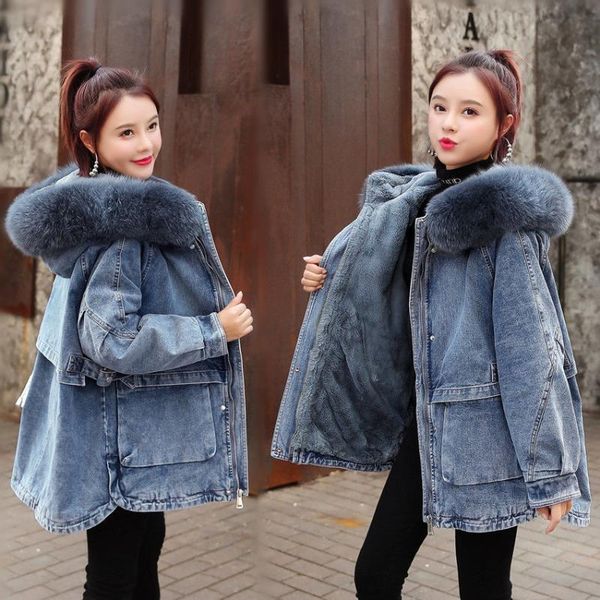 women's fur & faux women 2021 winter denim jacket oversize large collar hooded jackets female thick loose warm bomber jean outwear d442, Black
women's fur & faux women 2021 winter denim jacket oversize large collar hooded jackets female thick loose warm bomber jean outwear d442, Black