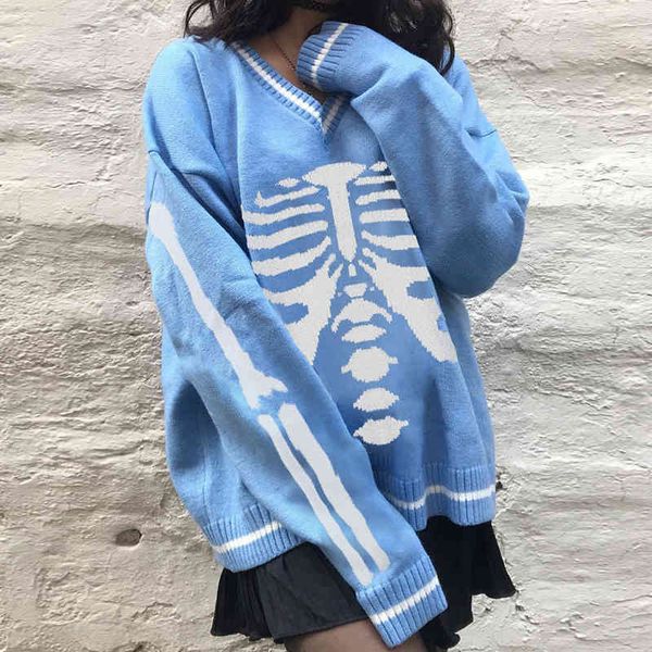 women's sweaters outono inverno camisolas skeleton pullovers dia das bruxas com decote em v malhas solto casual y2k camisola de malha f, White;black
women's sweaters outono inverno camisolas skeleton pullovers dia das bruxas com decote em v malhas solto casual y2k camisola de malha f, White;black