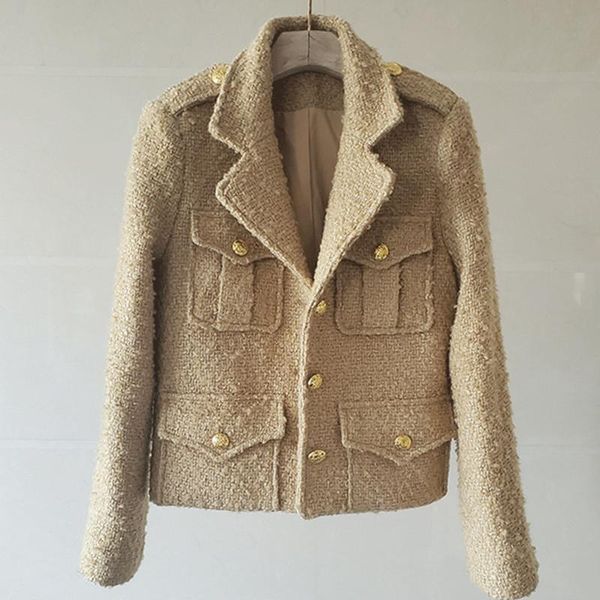women's jackets high qulaity warm wool coat autumn winter turn down collar buttons pockets french coffee short jacket women outwear, Black;brown
women's jackets high qulaity warm wool coat autumn winter turn down collar buttons pockets french coffee short jacket women outwear, Black;brown