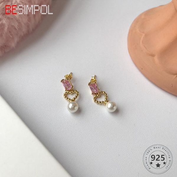 besimpol 925 sterling silver earrings simple pink diamond shell pearl bead stud for women anti allergy earring jewelry, Golden;silver
besimpol 925 sterling silver earrings simple pink diamond shell pearl bead stud for women anti allergy earring jewelry, Golden;silver