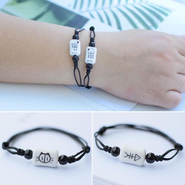 link, chain creative cute cat fish pattern ceramic bracelets for women hand knitted rope charm bangle girls jewelry, Black
link, chain creative cute cat fish pattern ceramic bracelets for women hand knitted rope charm bangle girls jewelry, Black