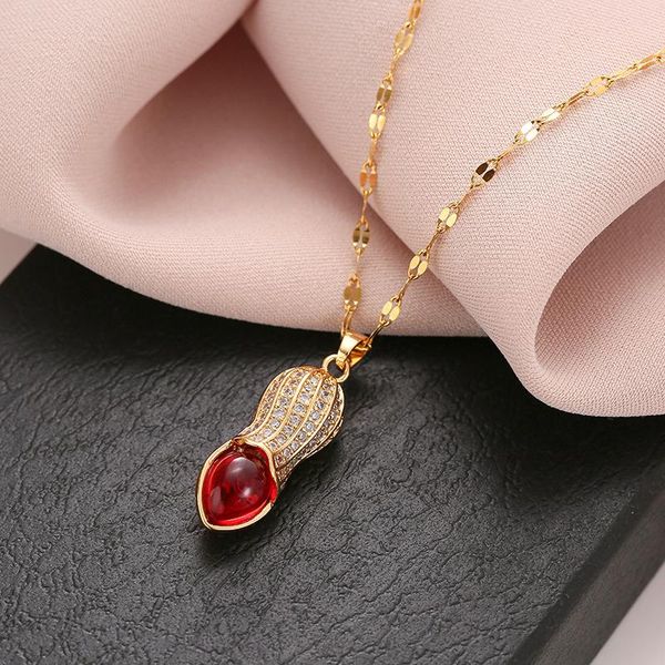 chains clavicle chain peanut titanium steel necklace female full diamond gold-plated red crystal pendant jewelry, Silver
chains clavicle chain peanut titanium steel necklace female full diamond gold-plated red crystal pendant jewelry, Silver