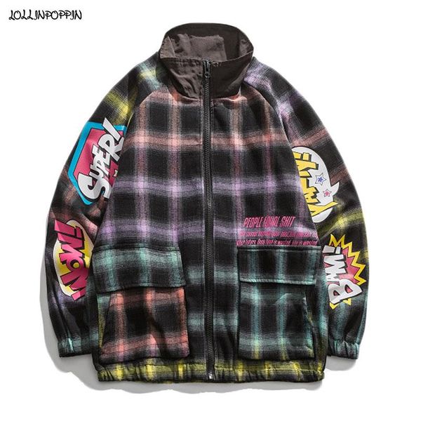 men's jackets hip hop multicolor plaid jacket stand collar 2021 spring autumn streetwear letters printed checkered mens zip up coat loo, Black;brown
men's jackets hip hop multicolor plaid jacket stand collar 2021 spring autumn streetwear letters printed checkered mens zip up coat loo, Black;brown