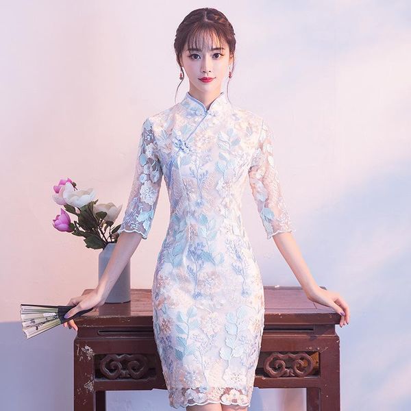 ethnic clothing classic lace vestidos improved cheongsam flower embroidery lady qipao slim elegant vintage button chinese dress half sleeve, Red
ethnic clothing classic lace vestidos improved cheongsam flower embroidery lady qipao slim elegant vintage button chinese dress half sleeve, Red