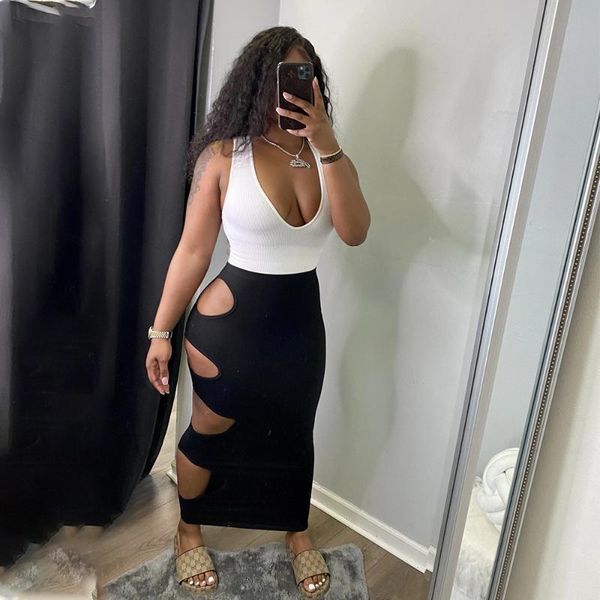 casual dresses women party summer clothes sleeveless club outfits knitted bodycon maxi dress hollow out, Black;gray
casual dresses women party summer clothes sleeveless club outfits knitted bodycon maxi dress hollow out, Black;gray