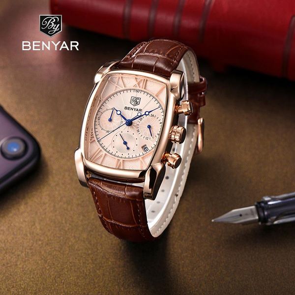 wristwatches quartz sports military male watches business genuine leather band watch men benyar casual chronograph alloy case wristwatch, Slivery;brown
wristwatches quartz sports military male watches business genuine leather band watch men benyar casual chronograph alloy case wristwatch, Slivery;brown