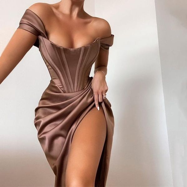 casual dresses townlike stretch satin elegant dress women high split off shoulder party 2021 summer with fishbone vestidos, Black;gray
casual dresses townlike stretch satin elegant dress women high split off shoulder party 2021 summer with fishbone vestidos, Black;gray