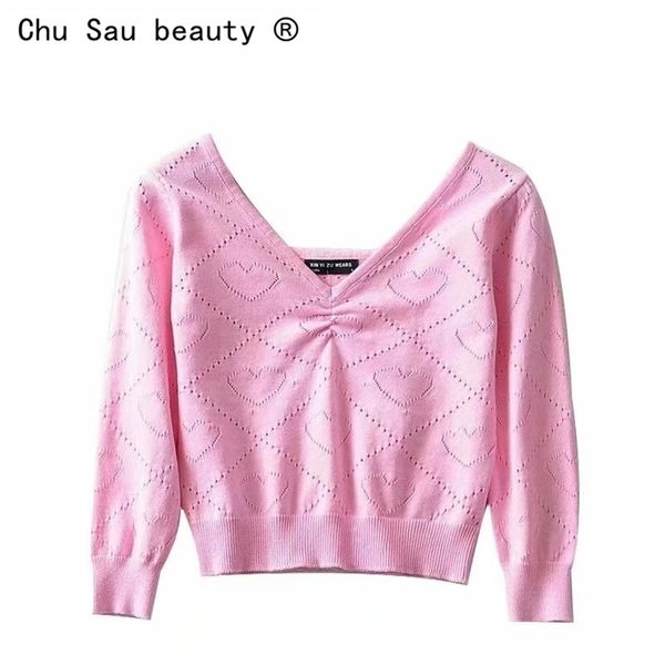 vintage v-neck folds pink peach heart hollow knit sweaters slim thin 3/4 sleeve short crop pullover jumpers for woman 210806, White;black
vintage v-neck folds pink peach heart hollow knit sweaters slim thin 3/4 sleeve short crop pullover jumpers for woman 210806, White;black