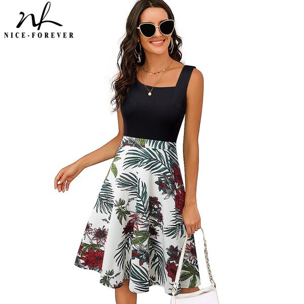 nice-forever summer women vintage floral patchwork sun dresses casual sleeveless flare dress 1btya090 210419, White
nice-forever summer women vintage floral patchwork sun dresses casual sleeveless flare dress 1btya090 210419, White