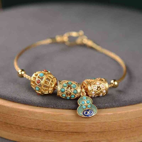 ancient gold turquoise gourd bracelet women retro royal court style lotus seedpod ornament, Golden;silver
ancient gold turquoise gourd bracelet women retro royal court style lotus seedpod ornament, Golden;silver