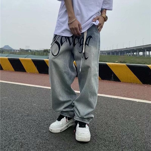men's pants mens autumn high street american style retro hip hop letter loose belt jeans wide leg harajuku fashion, Black
men's pants mens autumn high street american style retro hip hop letter loose belt jeans wide leg harajuku fashion, Black