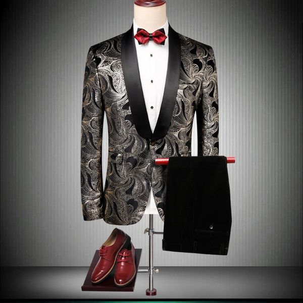 men's suit two-piece (jacket + pants) business casual fashion print ball party dress suits & blazers, White;black
men's suit two-piece (jacket + pants) business casual fashion print ball party dress suits & blazers, White;black