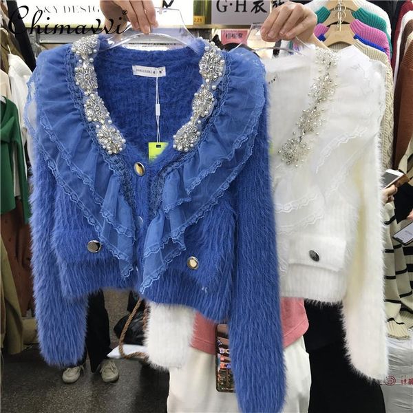 women's knits & tees ladies fashion lace mohair short sweater cardigan coat 2021 autumn korean style beads diamond v-neck knitted top, White
women's knits & tees ladies fashion lace mohair short sweater cardigan coat 2021 autumn korean style beads diamond v-neck knitted top, White