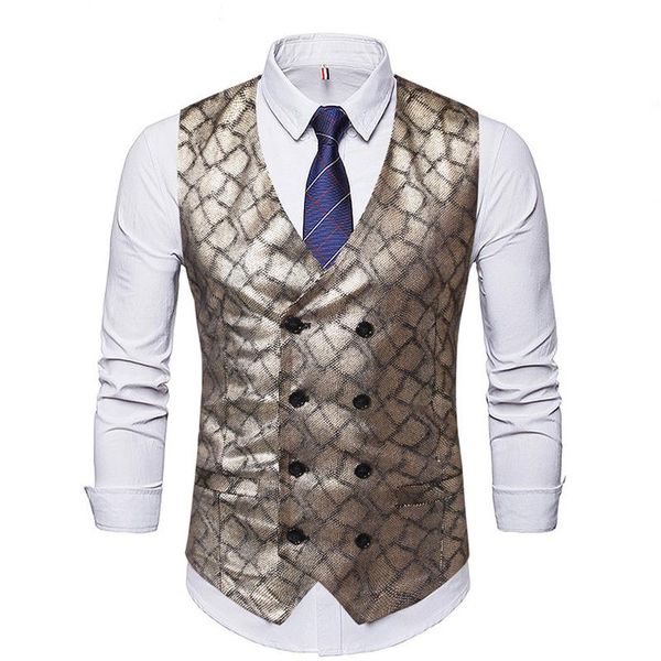 men's vests brand wedding waistcoat men slim nightclub style glossy suit vest stage costumes gilet africa clothing double breasted chal, Black;white
men's vests brand wedding waistcoat men slim nightclub style glossy suit vest stage costumes gilet africa clothing double breasted chal, Black;white