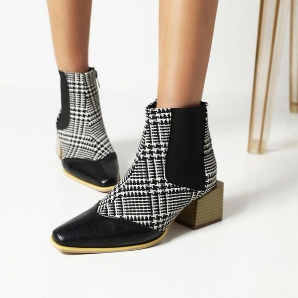 boots olome womens pointed toe match colors pu leather ankle square heel shoes warm winter plus big size 46 47 48, Black
boots olome womens pointed toe match colors pu leather ankle square heel shoes warm winter plus big size 46 47 48, Black
