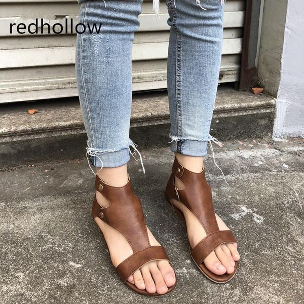 fashion womens summer sandals flat ankle strap casual shoes back zipper vintage footwear rome style plus size 35-43, Black
fashion womens summer sandals flat ankle strap casual shoes back zipper vintage footwear rome style plus size 35-43, Black