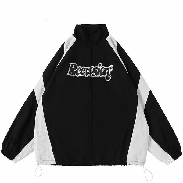 men hip hop streetwear vintage retro jacket color block patchwork harajuku windbreaker 2021 spring track zipper men's jackets, Black;brown
men hip hop streetwear vintage retro jacket color block patchwork harajuku windbreaker 2021 spring track zipper men's jackets, Black;brown