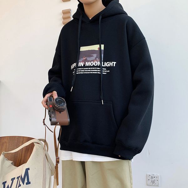 420g cotton autumn winter plush loose casual pullover hoodie printed sweater coat men's, Black
420g cotton autumn winter plush loose casual pullover hoodie printed sweater coat men's, Black