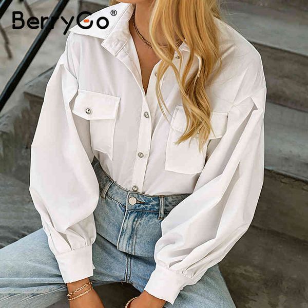 berrygo lantern sleeve oversize white blouse women office turn down collar ladies casual shirts spring high street poaket 210513
berrygo lantern sleeve oversize white blouse women office turn down collar ladies casual shirts spring high street poaket 210513