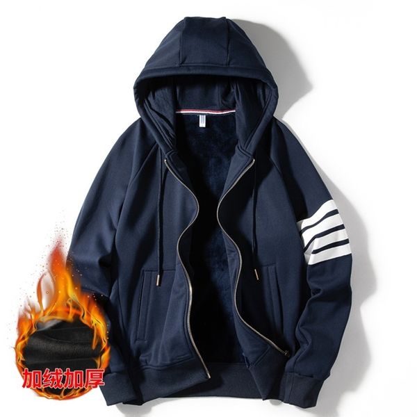 four bar cardigan 2021 new plush pure coat youth trend casual sweatshirt men's, Black
four bar cardigan 2021 new plush pure coat youth trend casual sweatshirt men's, Black