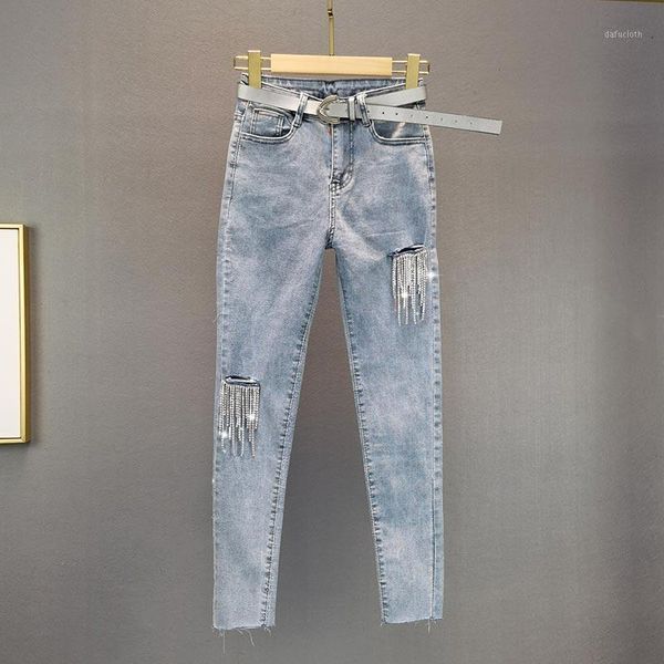 ripped rhinestone tasseled jeans women's 2021 summer high waist slimming skinny pants clothes for women dneim pencil, Blue
ripped rhinestone tasseled jeans women's 2021 summer high waist slimming skinny pants clothes for women dneim pencil, Blue