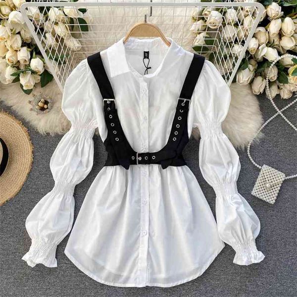 chic women fashion white long sleeve lapel shirt + high waist vest two-piece sets r653 210527
chic women fashion white long sleeve lapel shirt + high waist vest two-piece sets r653 210527