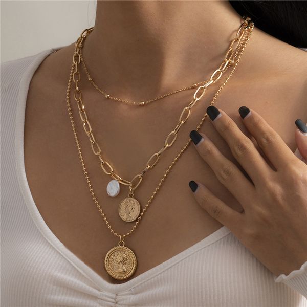 imitation pearl round bead pendant necklaces for women baroque portrait relief clavicle chain multi layer hip hop thick thin necklace, Silver
imitation pearl round bead pendant necklaces for women baroque portrait relief clavicle chain multi layer hip hop thick thin necklace, Silver
