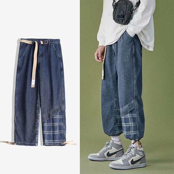 men's pants plaid jeans mens printed retro spring summer high street ins vinitage male fashion brand loose hem stitching hip hop, Black
men's pants plaid jeans mens printed retro spring summer high street ins vinitage male fashion brand loose hem stitching hip hop, Black