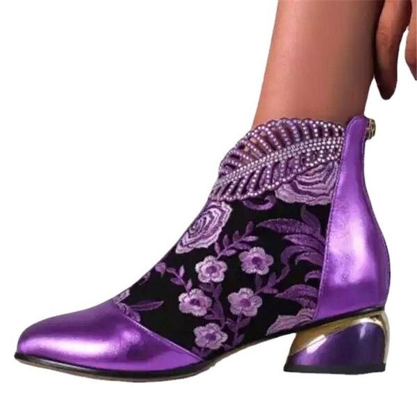 boots ethnic bohemian embroidered leather for women zipper ankle spring autumn style rhinestone thick heel, Black
boots ethnic bohemian embroidered leather for women zipper ankle spring autumn style rhinestone thick heel, Black