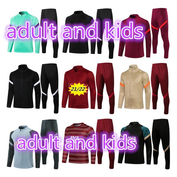 2021 soccer tracksuits survetement de football training suit sportswear 2022 kids men long full zipper jacket, Black 
2021 soccer tracksuits survetement de football training suit sportswear 2022 kids men long full zipper jacket, Black